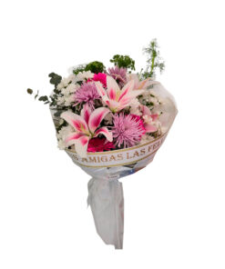 ramo funerario floral rosa y blanco