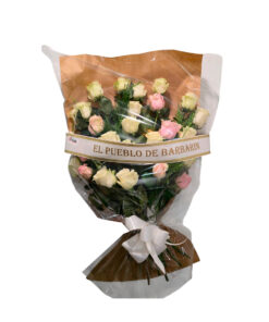 Ramo funerario rosas beige y rosa